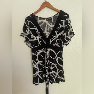 Black and White Patterned Blouse